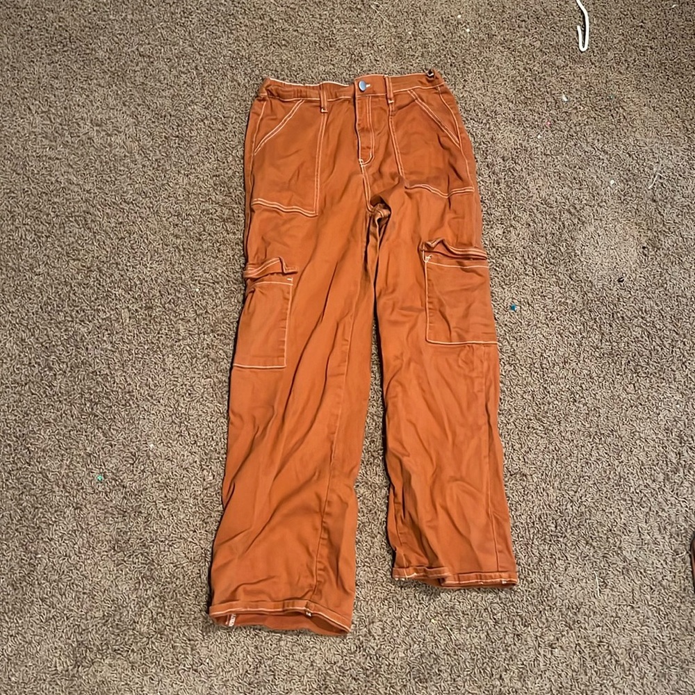 dark orange cargo jeans